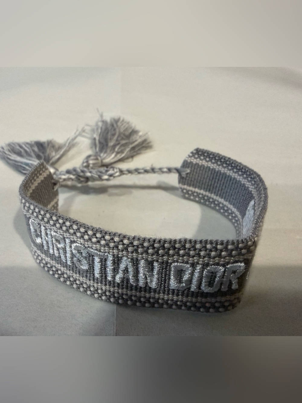 Custom Hand made CD Grey and White Christian Dior JADIOR Woven Bracelet Unisex